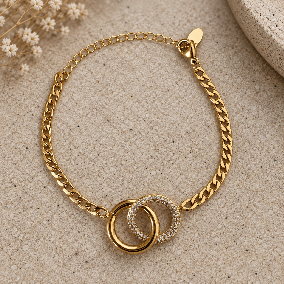 Pavé Interlocking Ring Bracelet