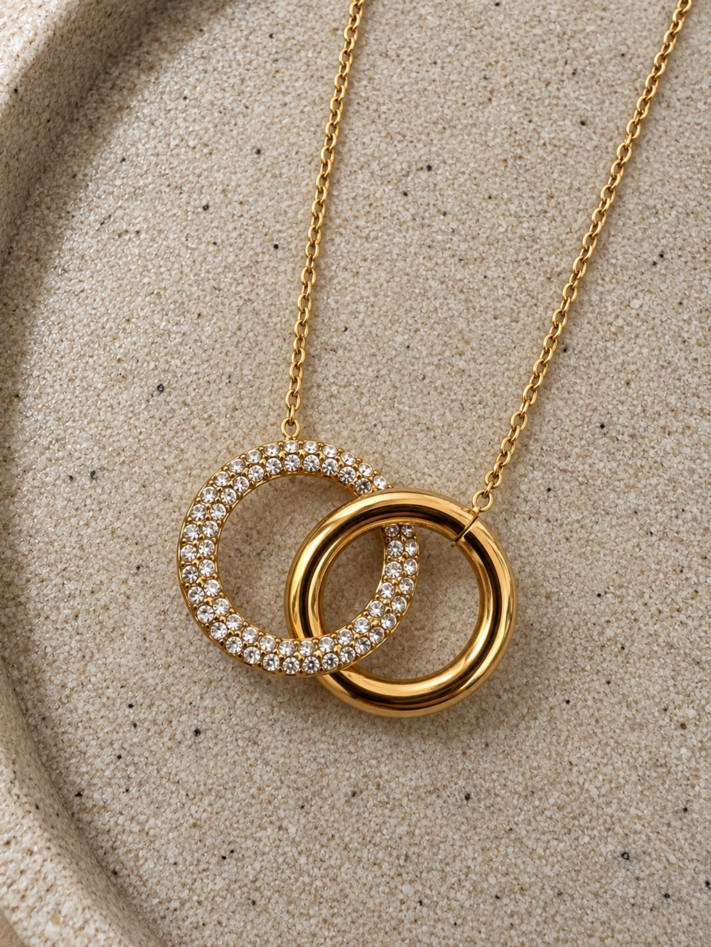 Pavé Interlocking Ring Pendant Necklace
