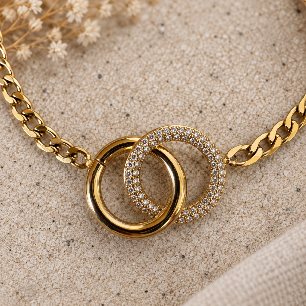 Pavé Interlocking Ring Bracelet
