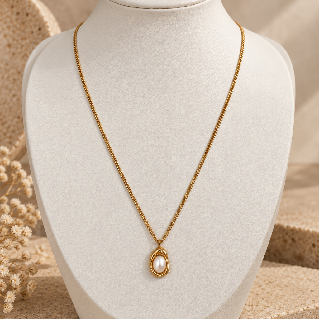 Framed Pearl Pendant Necklace