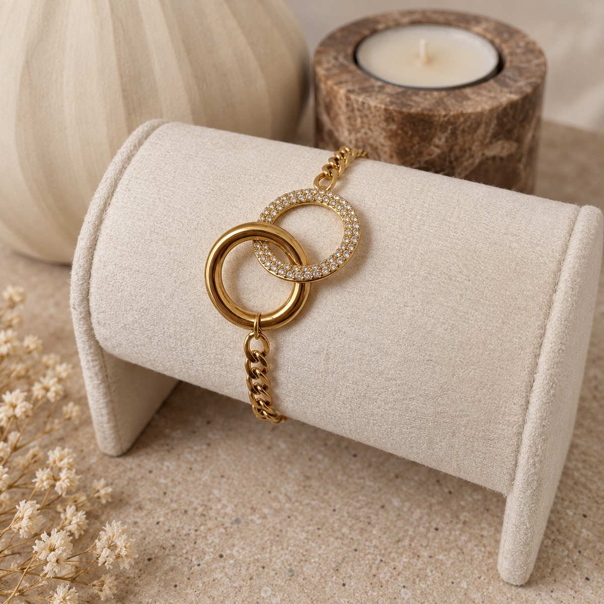 Pavé Interlocking Ring Bracelet